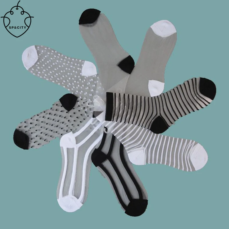 SP & CITY/Новое поступление прозрачные короткие носки в полоску популярные модные