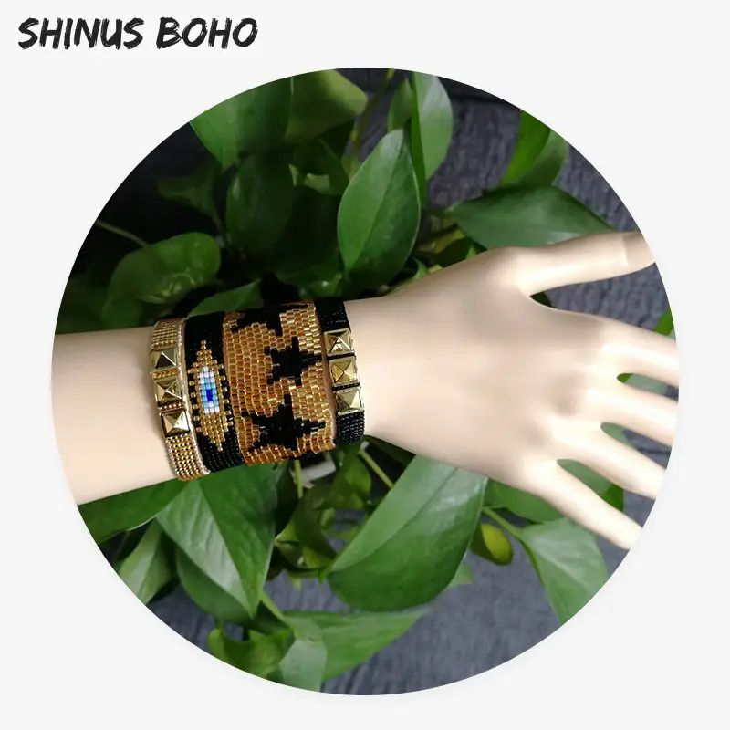 SHINUSBOHO золотые заклепки ювелирные изделия из бисера дружбы браслеты для женщин