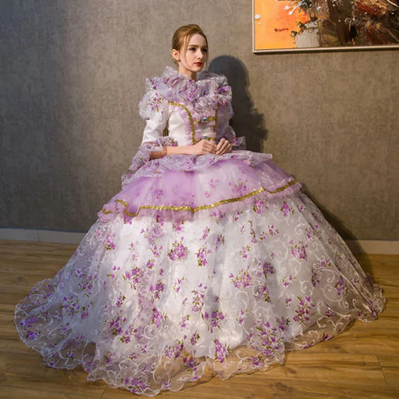 Длинное платье в стиле рококо 18 го века королевский европейский двор зеленое и