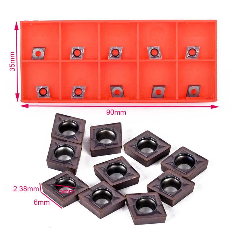 

10Pcs CCMT060204 Internal Turning Tools Carbide Inserts Blades Lathe Cutter Tool For CNC Turning Tool Boring Bar