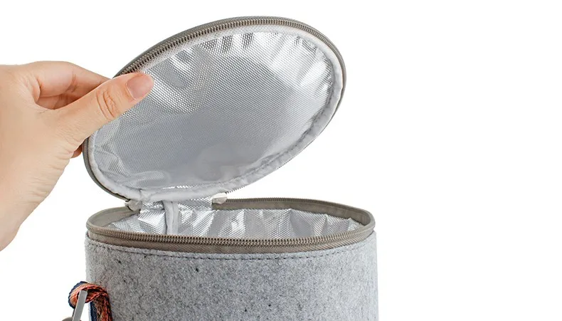Круглый термальный Ланч-бокс, сумка-тоут с Tinfoil, твердый фетр, Термосумки для ланча для женщин, детей, школы, пикника, кемпинга