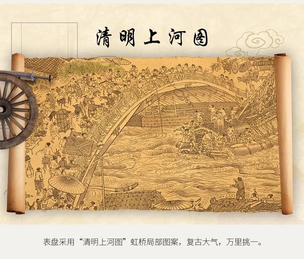 Ancient Chinese Qingming River Map Women Automatic Mechanical Watches Sapphire Inlay Dial Clock Men's Watches Reloj De Hombre