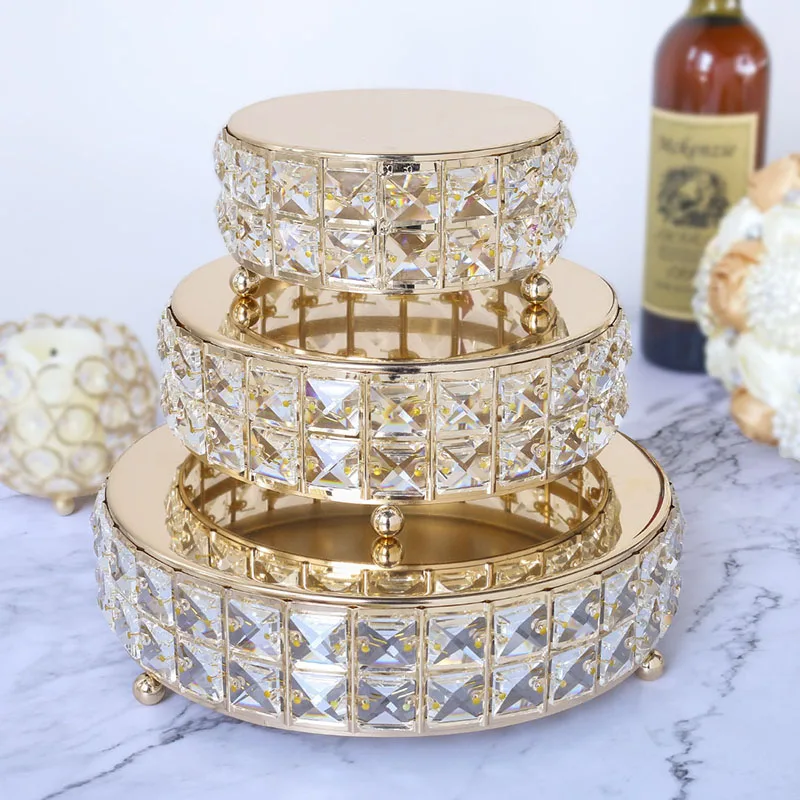 H & D набор из 3 круглых стеклянных зеркальных топов с подставкой для торта и