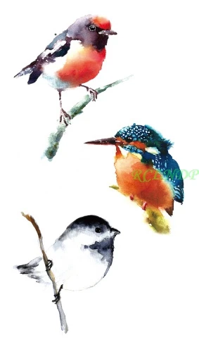 Водонепроницаемые временные тату милые птицы на дереве наклейки флэш-тату