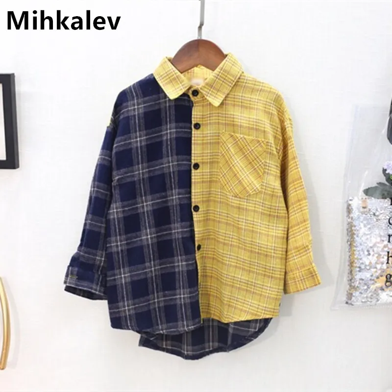 Mihkalev модная детская рубашка в клетку с длинным рукавом для девочек школьные