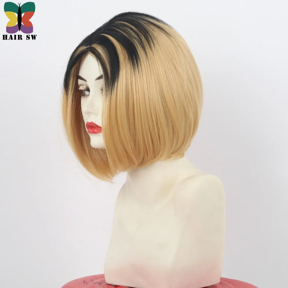 Волосы SW короткие прямые школьные волейбольные Клубные косплея блонд черный