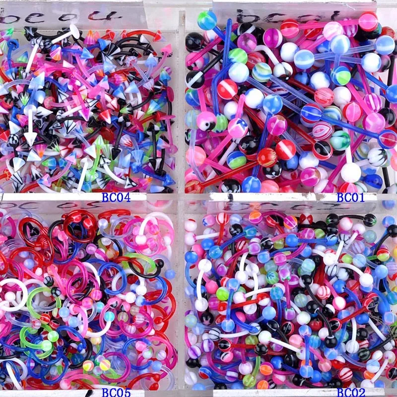 PINKSEE 40 шт./лот разноцветные Модные Акриловые серьги для пирсинга языка оптовая