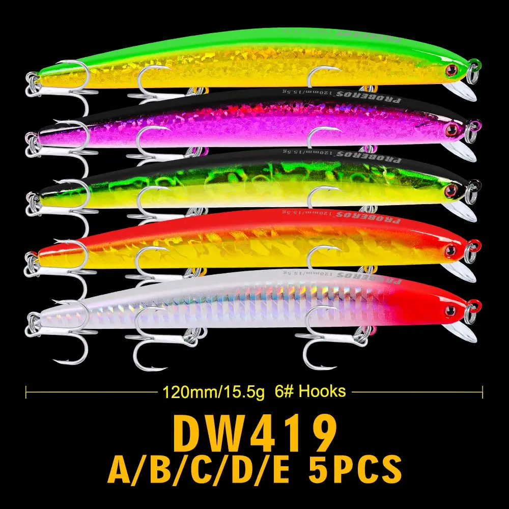 5PC-ABCDE 5 шт смешанные цвета набор рыболовных наживок тонущий гольян Bassbait наборы 15,5 г/12 см искусственная жесткая приманка, воблер с коробкой для рыболовных снастей - Цвет: 5PC-ABCDE