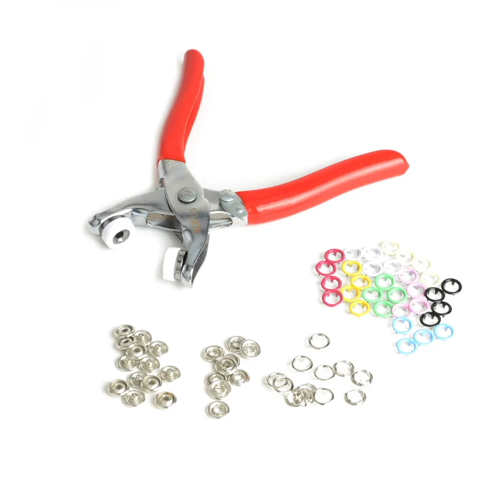 

100pcs/lot 9.5mm Prong Snap Button Pliers Fastener Snap Pliers Studs Poppers Buckle with Stainless Steel Pliers DIY Home Use