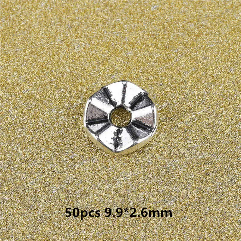 50pcs Alloy Spacer Beads Jewelry Making For Charms Bracelet Necklace Needlework DIY Handmade Crafts Finding Beadwork Accessories | Украшения