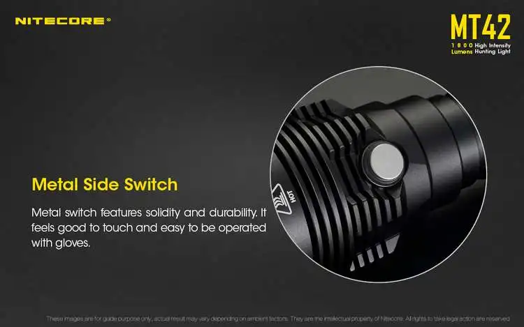 NITECORE MT42+ 2X18650 аккумуляторные батареи 1800 LMs CREE XHP35 HD светодиодный фонарик Открытый охотничий поисковый фонарь