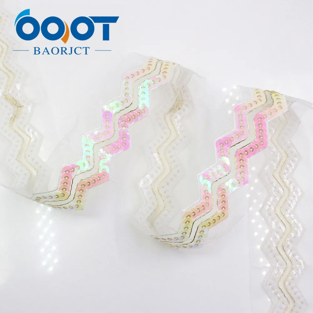 Женская 2 ярда волнистая Радужная органза Блестящая лента с блестками 60 мм