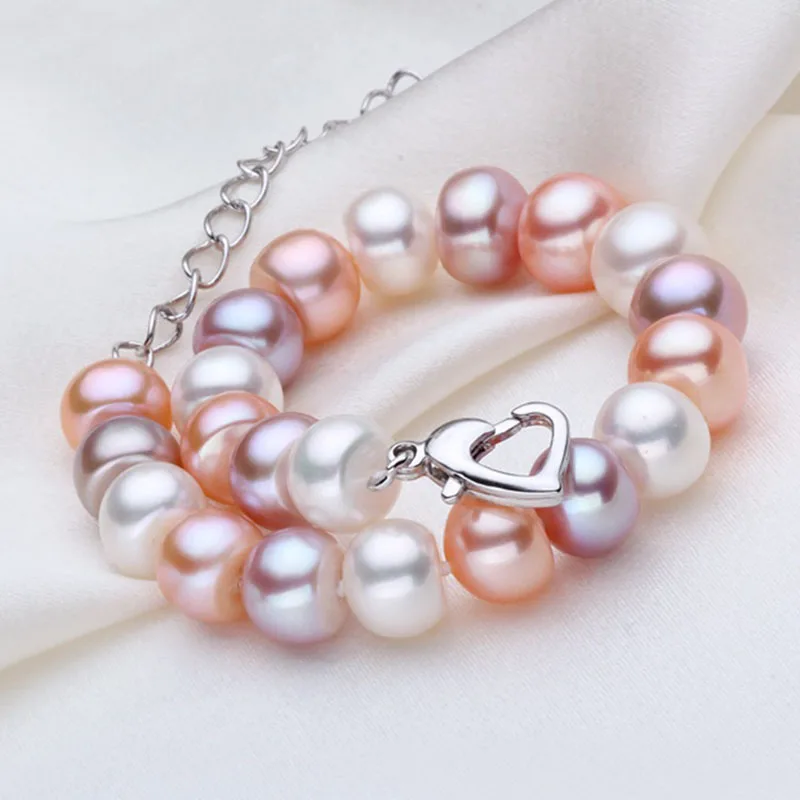 Пресной Воды Жемчужный Браслет 9 мм паровой булочки браслет с круглыми