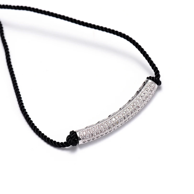 VEKNO Shiny CZ Rhinestone Silver Tube Couple Bracelet for Women Men Adjustable Handmade String Bracelets Lucky Jewelry Gift | Украшения и