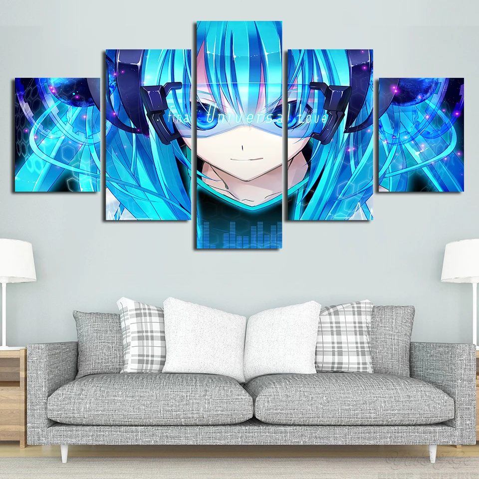 Анимационная Живопись 5 шт. Hatsune Miku модульная HD картина для детской комнаты стены