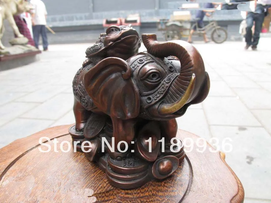 5 &quotКитайская красная бронза Frog на слоне Lucky скульптура|frog|frog bronzefrog sculpture |