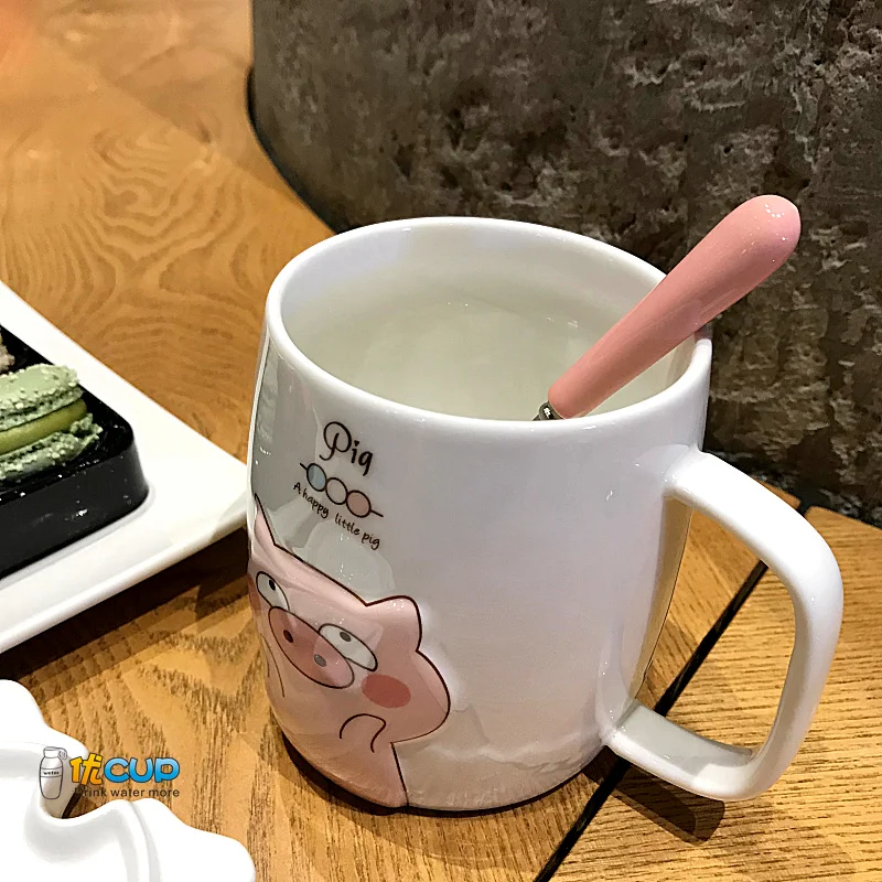 Корейская креативная кружка с милой Свинкой из мультфильма кофейная сердцем для