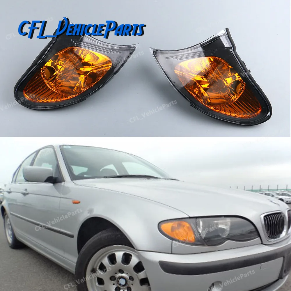 Парный угловой светильник передний левый правый желтый для BMW E46 3 серии 4 двери