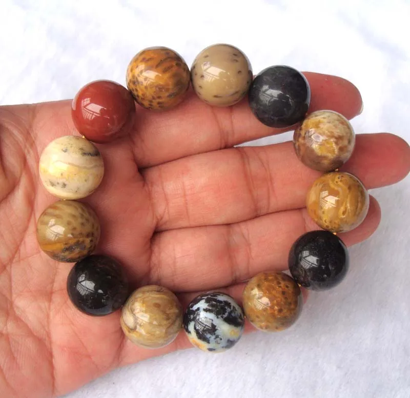 Натуральный кокосовый корень яшмы круглый 16 мм бисер стрейч браслет женские