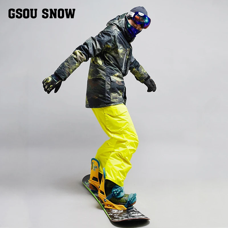 

GSOU SNOW New Male Ski Suit Winter Waterproof Windproof Warm Thickening Ski Jacket+Ski Pants For Men Size S-XL