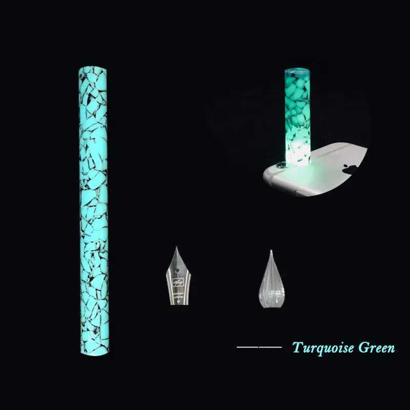 Turquoise Green Новинка, Moonman, цветная креативная целлюлоидная стеклянная Dip Ручка и авторучка двойного назначения, очень тонкая 0,38 мм чернильная ручка и коробка, подарочный набор для письма - Цвет: Turquoise Green