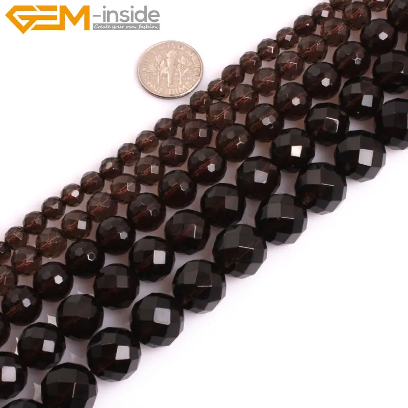 Круглый натуральный граненый дымчатый кварц класса AAA бусины для изготовления