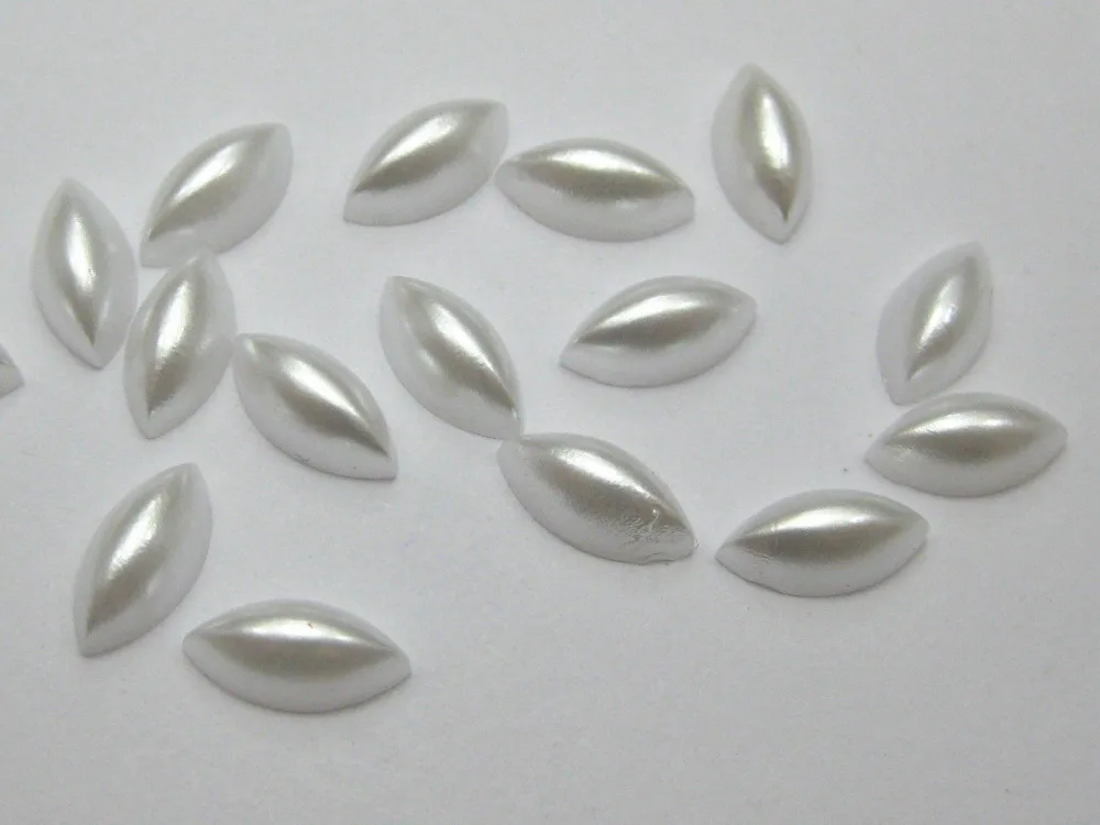 

500 Pure white Horse Eye Half Pearl Bead 5X10mm Flat Back Scrapbook Craft