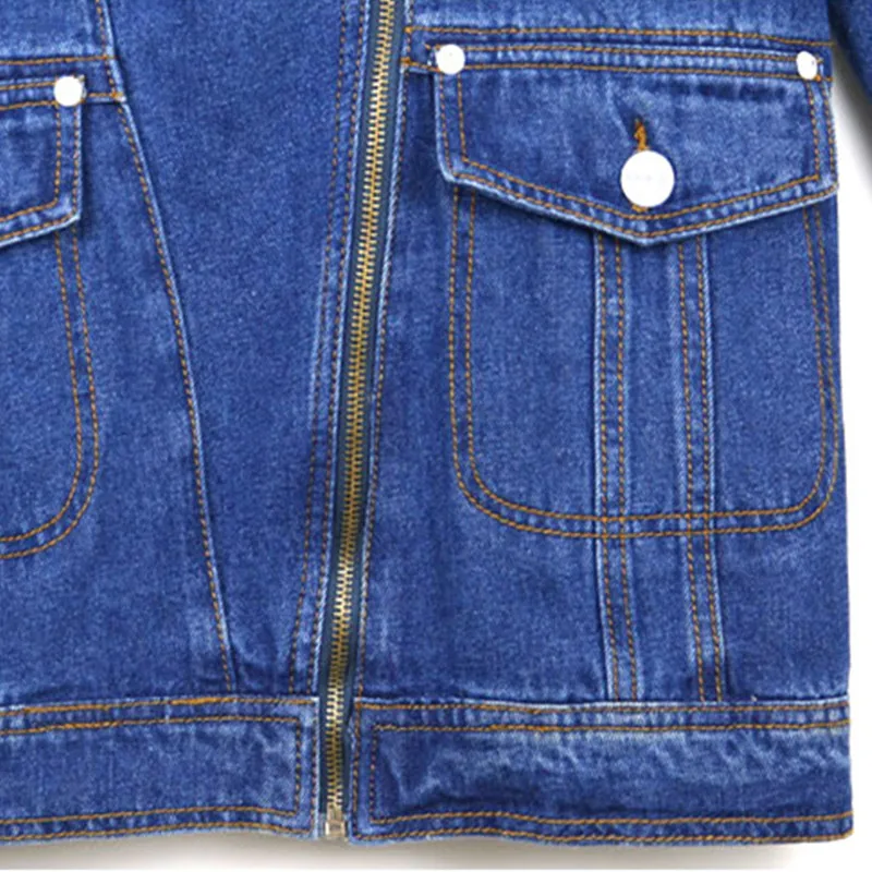 Женская джинсовая куртка с длинным рукавом свободная в стиле ретро Корейском на