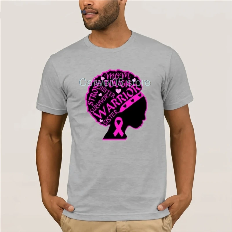 New fashion trend Breast Cancer Warrior T shirt Black Women African American-Colonhue Top Men's T-shirt | Мужская одежда