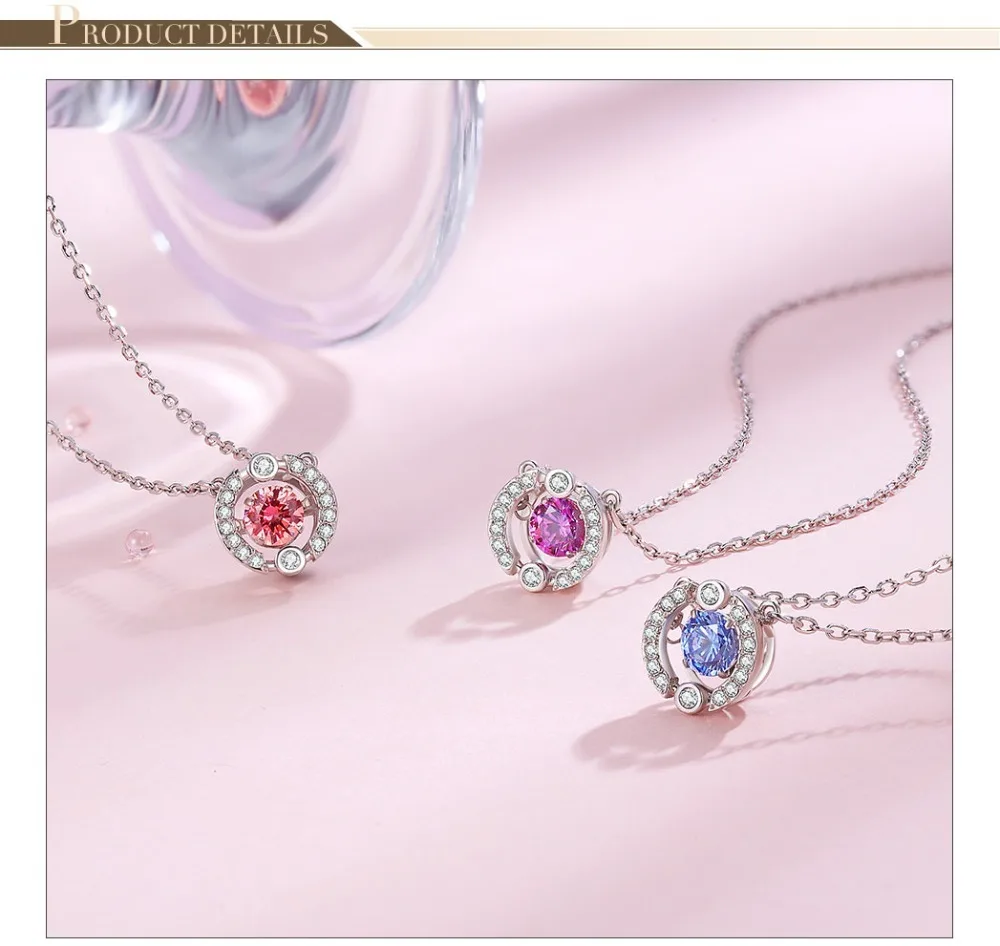 Viennois 925 пробы Серебряная цепочка Ожерелье движение Круглый Круг проложили Стразы кулон кристалл для женщин ювелирные изделия