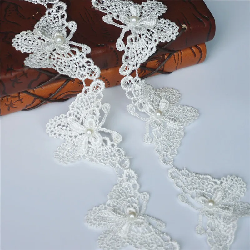 2 м 5 см белая бабочка вышитая кружевная отделка Винтаж нашивка на одежду
