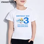 Детская забавная футболка с мультяшным принтом Милая Акула 1-9 Футболка с принтом цифр для девочек и мальчиков детская одежда для подарка на день рождения HKP2441