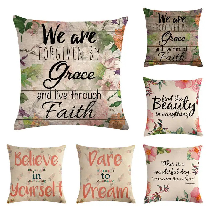 Вдохновляющие языки наволочка цветок хлопчатобумажная льняная 45x45 см домашний