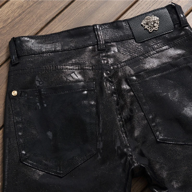 Новинка 2019 высококачественные мужские черные длинные джинсы из искусственной