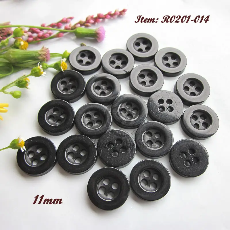 100 шт. 11 мм 4 отверстия плотное черное шитье из смолы пуговицы для рубашек шитья