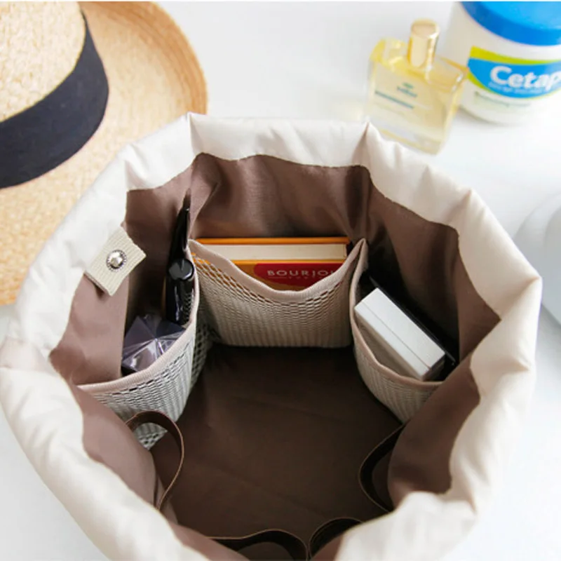 Дорожная нейлоновая сумка для косметики в форме бочонка вместительные