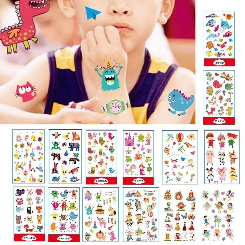 Дети дети мальчик девочка милый мультфильм Временные татуировки стикер лист