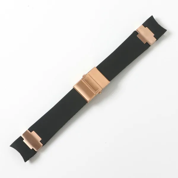 black rose gold 22-20 мм черный коричневый синий водонепроницаемый силиконовый резиновый ремешок для наручных часов ремень для Nardin морской дайвер спортивные часы аксессуары - Цвет ремешка: black rose gold