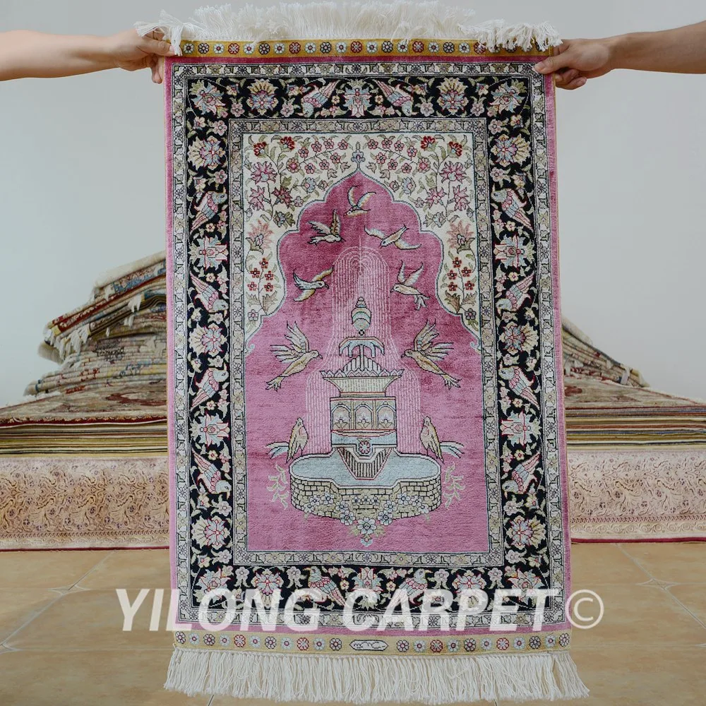 Иранский шелковый ковер Yilong 2 'x 3' Молитвенный Ковер изысканный красный