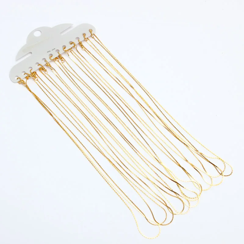 12pcs/lot 1.5mm Metal Losster Clasps Necklace Chains Bulk Copper Gold Silver Open Link Chain For Diy Jewelry Making Length 40cm | Украшения