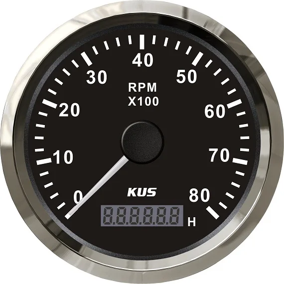 Тахометр KUS DN85mm белый/черный 0-8000 об/мин для бензинового двигателя (PN: KY07107 / KY07010) |