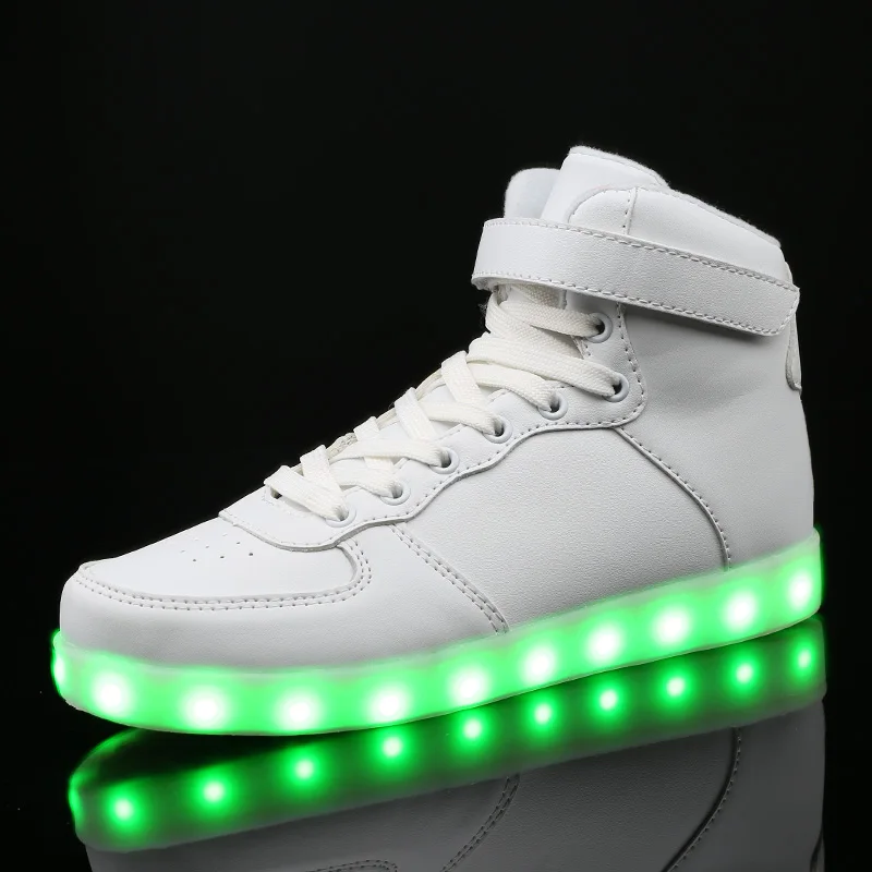 2017 Unisex Adults Lights Up Led Luminous Shoes High Top men Glowing Casual Shoe With Simulation Sole For Men Big Size 35-46 | Обувь