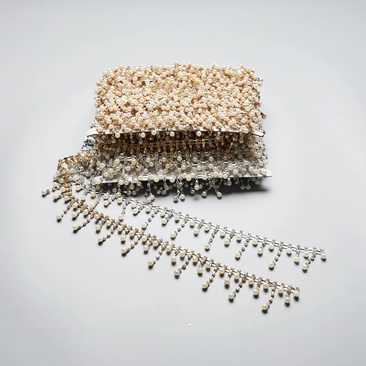 1 ярд ручная работа шитье кисточка бахрома Обрезка невесты кристально прозрачные