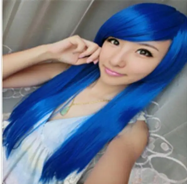 Suyushun3447874 ++ мода мультфильм косплей длинные прямые парики синий |