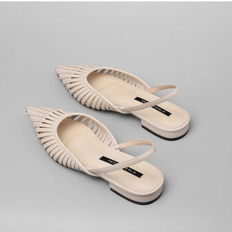 2019 г. Новые Летние кожаные женские шлепанцы с острым носком стильные Необычные