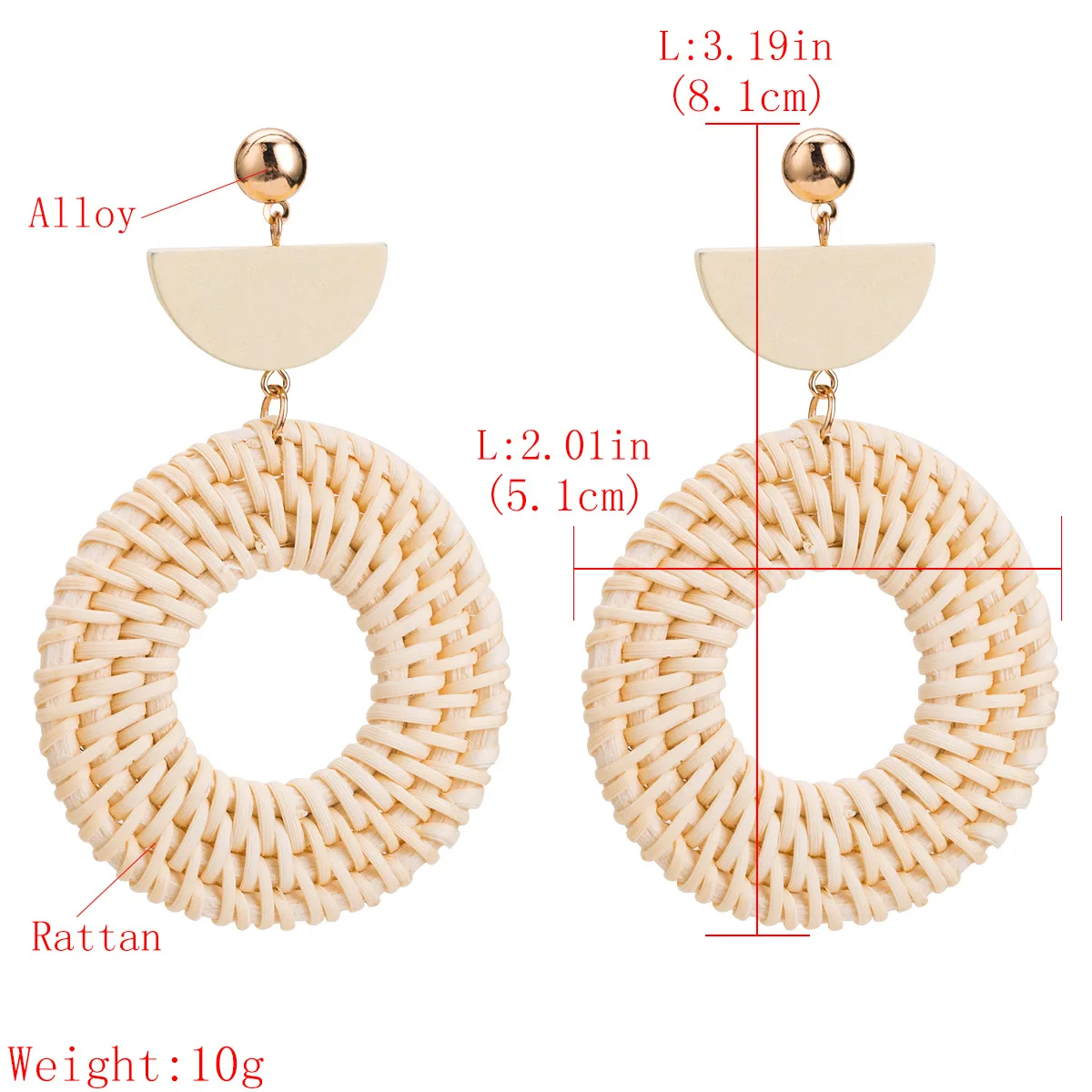 Многослойный Плетеный соломенный серьги|Серьги-гвоздики| |