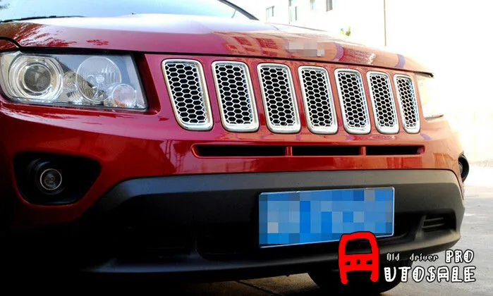 7 шт. хромированная решетка для Jeep Compass 2011 2012 2013 2014 2015 ABS|grill cover|compass covergrille grill |