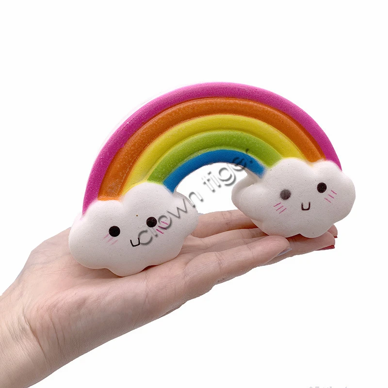 Jumbo Smiley Rainbow Squishy медленно Восстанавливающий имитационный хлеб торт