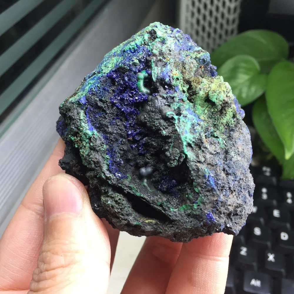 171 г натуральный образец материала из шезлита азуритовой геоды голубого и зеленого цвета, камень для исцеления рейки, украшение для дома #BH1109.