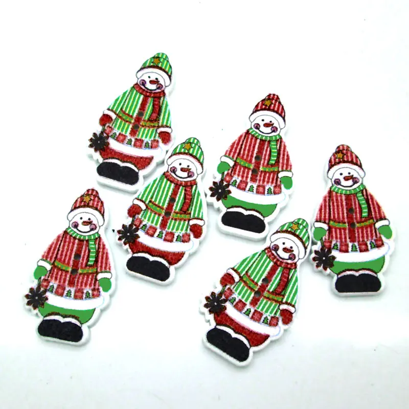 Snowman 34x18mm 50 шт. смешанные бабочки для шитья деревянной одежды спицы ремесла Скрапбукинг DIY ткань рукоделие пуговицы - Цвет: Snowman 34x18mm